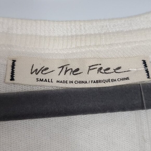 Free People Military Mix Henley Long‎ Sleeve Top Cream Combo Size Small NWT - Picture 8 of 11